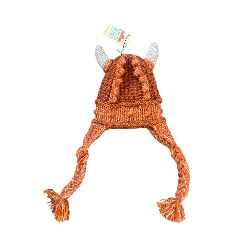 NWT OS Andes Kids Fair Trade Handmade Knitted Monster Hat Beanie Alpaca Blend